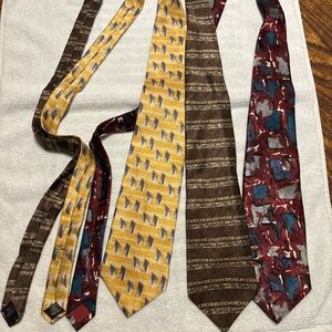 Wembley Men's Silk Tie Set in Gold, Brown, Burgundy & Blue Accents